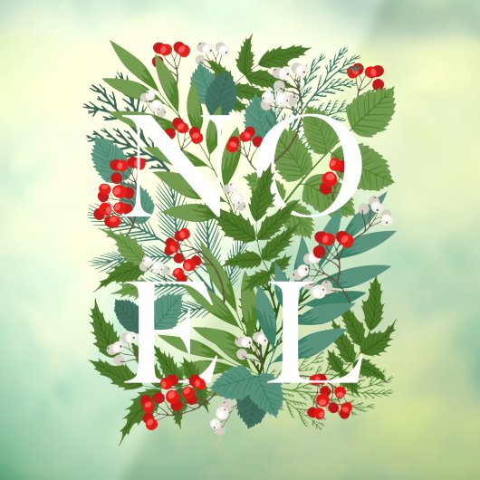 NOEL Greenery Berries Holiday Raamsticker (Vel 3)