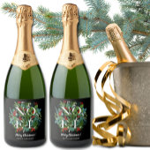 NOEL Greenery Berries Holiday Sparkling Wijnetiket