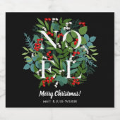NOEL Greenery Berries Holiday Sparkling Wijnetiket (Enkel label)