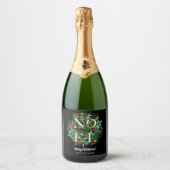 NOEL Greenery Berries Holiday Sparkling Wijnetiket (Voorkant)