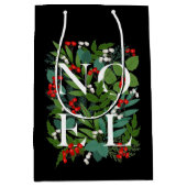 NOEL Greenery Berries KerstBlack Medium Cadeauzakje (Voorkant)