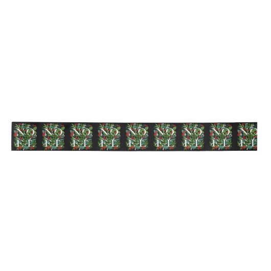 NOEL Greenery Berries KerstBlack Satijnen Lint (Voorkant)