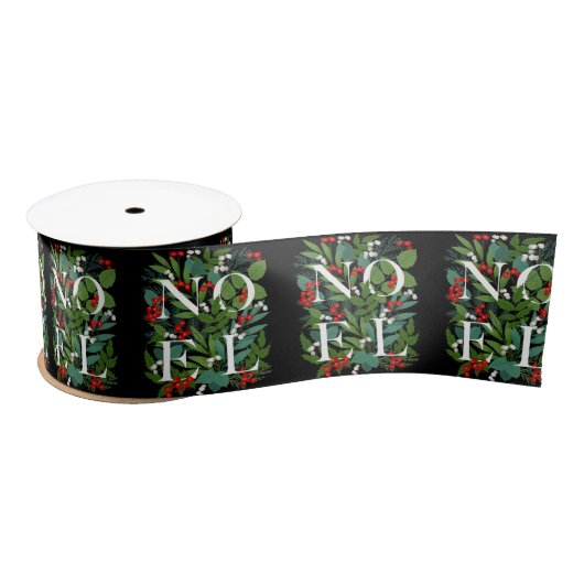 NOEL Greenery Berries KerstBlack Satijnen Lint (Spoel)