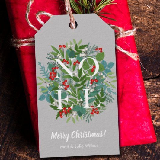 NOEL Greenery Berries kerstfeestdag Cadeaulabel
