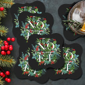 NOEL Greenery Holiday Black Kartonnen Onderzetters