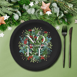 NOEL Greenery Kerstmis Black Papieren Bordje