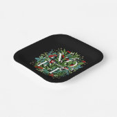 NOEL Greenery Personalized Black Kerstmis Papieren Bordje (Gebogen)