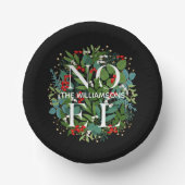 NOEL Greenery Personalized Black Kerstmis Papieren Kommen (Voorkant)