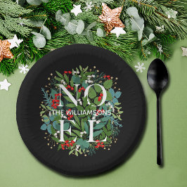 NOEL Greenery Personalized Black Kerstmis Papieren Kommen