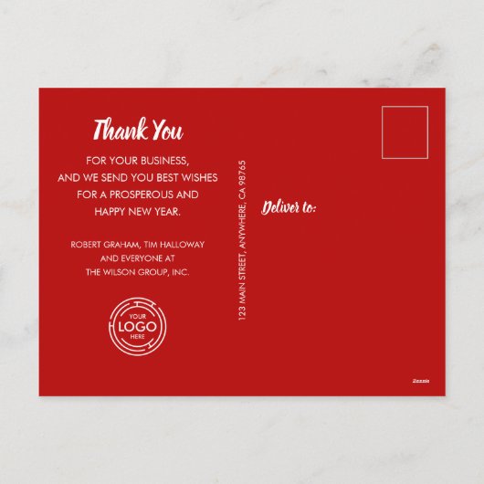 NOEL Greenery Zakelijk Groeten Vakantie Briefkaart (Achterkant)