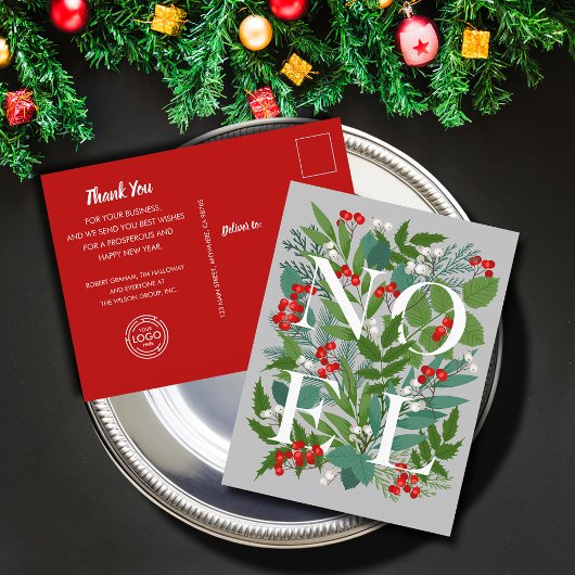 NOEL Greenery Zakelijk Groeten Vakantie Briefkaart