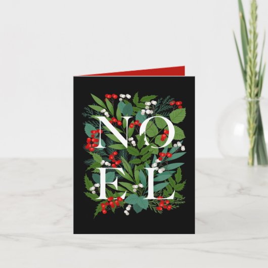 NOEL groen en bessen gevouwen foto Feestdagen Kaart (Voorkant)