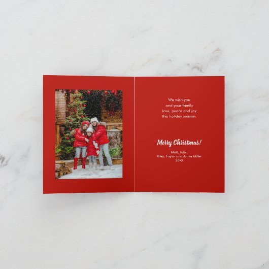 NOEL groen en bessen gevouwen foto Feestdagen Kaart (Binnen)