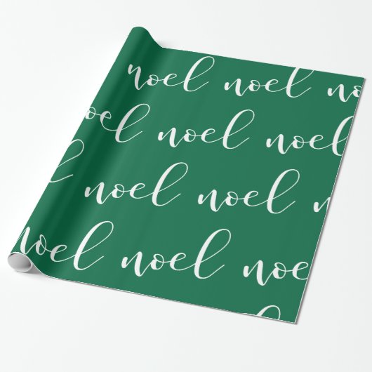 Noel | Groen kerstscript Cadeaupapier (Uitgerold)