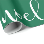 Noel | Groen kerstscript Cadeaupapier (Rol Hoek)