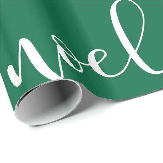 Noel | Groen kerstscript Cadeaupapier (Rol Hoek)