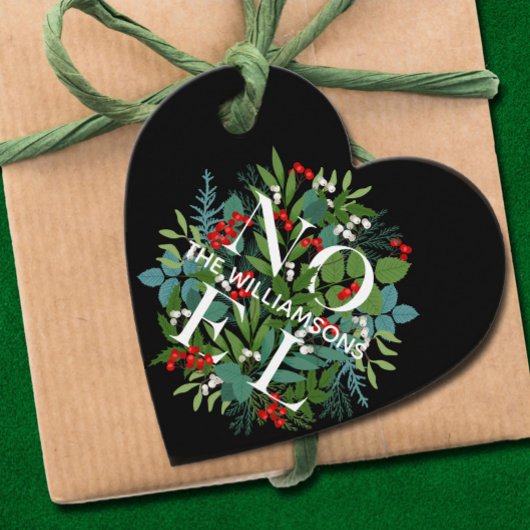 NOEL Groene Bessen Kerst Zwart Bedankjes Labels