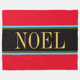 NOEL Helder Rood Zwart Groen Kerststrepen Fleece Deken