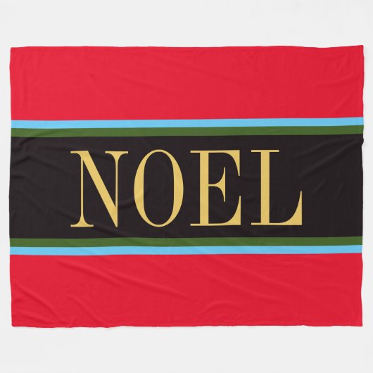 NOEL Helder Rood Zwart Groen Kerststrepen Fleece Deken (Voorkant (Horizontaal))