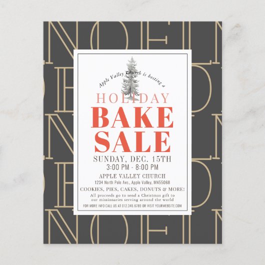 NOEL Holiday Bake Sale Dark Grey Flyer (Voorkant)