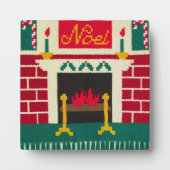 Noel Holiday Brick Fireplace Crochet Free Standing Fotoplaat (Voorkant)