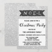 Noel Holiday Kerstfeest Grey Silver Glitter Kaart (Voorkant / Achterkant)