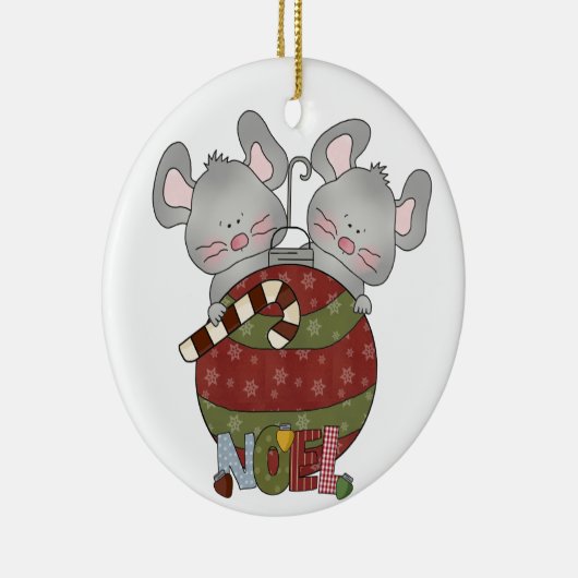 Noel Holiday Mice Kerstornament Keramisch Ornament (Rechts)