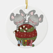Noel Holiday Mice Kerstornament Keramisch Ornament (Voorkant)