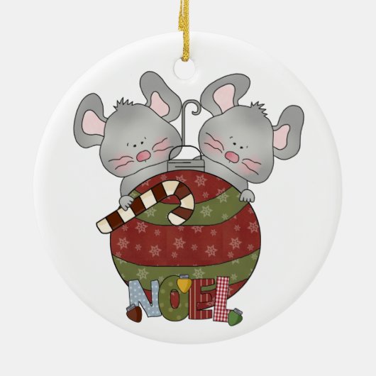 Noel Holiday Mice Kerstornament Keramisch Ornament (Achterkant)