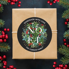 NOEL Hulstbes Kerstmis Thuisgemaakt Ronde Sticker