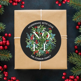 NOEL Hulstbesjes Thuisgemaakte Kerstmis Ronde Sticker