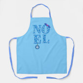 NOEL in een blauw kerstboompatroon Schort (Voorkant)