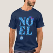 NOEL in een blauw kerstboompatroon T-shirt (Voorkant)