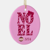 NOEL in een Bourgogne Retro Kerstboom Patroon Keramisch Ornament (Rechts)