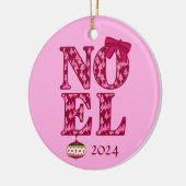 NOEL in een Bourgogne Retro Kerstboom Patroon Keramisch Ornament (Links)