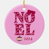 NOEL in een Bourgogne Retro Kerstboom Patroon Keramisch Ornament (Achterkant)