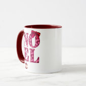 NOEL in een Bourgondisch kerstboompatroon Mok (Voorkant links)
