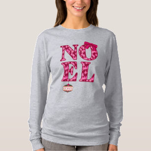 NOEL in een Bourgondisch kerstboompatroon T-shirt