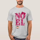 NOEL in een Bourgondisch kerstboompatroon T-shirt (Voorkant)