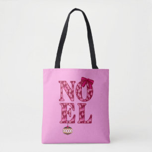 NOEL in een Bourgondisch kerstboompatroon Tote Bag