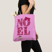 NOEL in een Bourgondisch kerstboompatroon Tote Bag (Dichtbij)