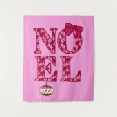 NOEL in een Bourgondisch kerstboompatroon Wandkleed (Voorkant)