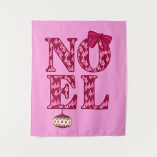 NOEL in een Bourgondisch kerstboompatroon Wandkleed