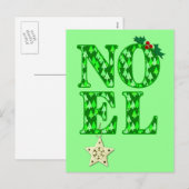 NOEL in een groen kerstboompatroon Feestdagenkaart (Voorkant / Achterkant)