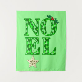 NOEL in een groen kerstboompatroon Wandkleed