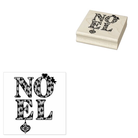 NOEL in een kerstboom patroon Rubberstempel (Gestempeld)
