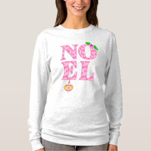 NOEL in een roze kerstboom patroon T-shirt