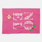 NOEL in een roze kerstboom patroon Theedoek (Horizontaal)