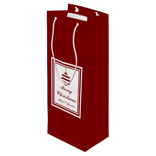 NOEL Kerst Rood & Wit Gepersonaliseerd Wijn Cadeautas (Achterkant Gekanteld)