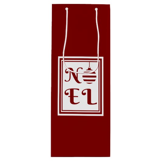 NOEL Kerst Rood & Wit Gepersonaliseerd Wijn Cadeautas (Voorkant)